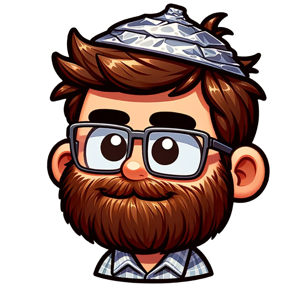 Cartoon version of David Norman with a tin-foil hat on